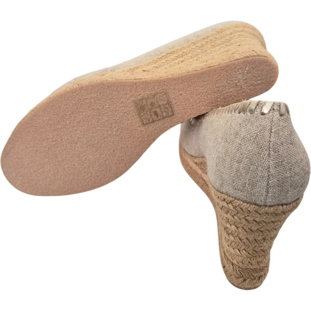 Jack Rogers‎ Linen Espadrille Wedge 7.5M Womens Neutral Platform New No Box